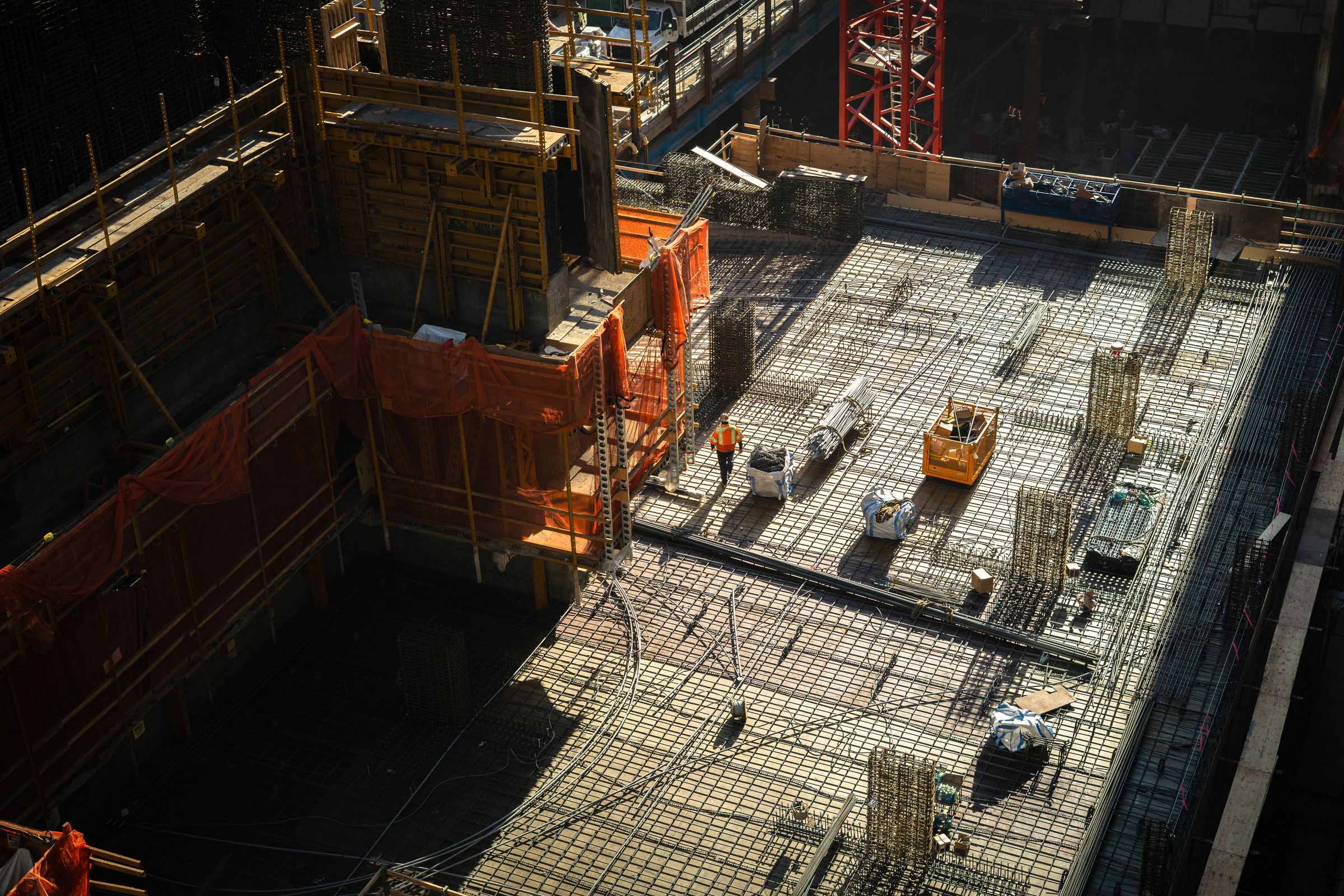 Aerial view of an active Ark Corporation construction site